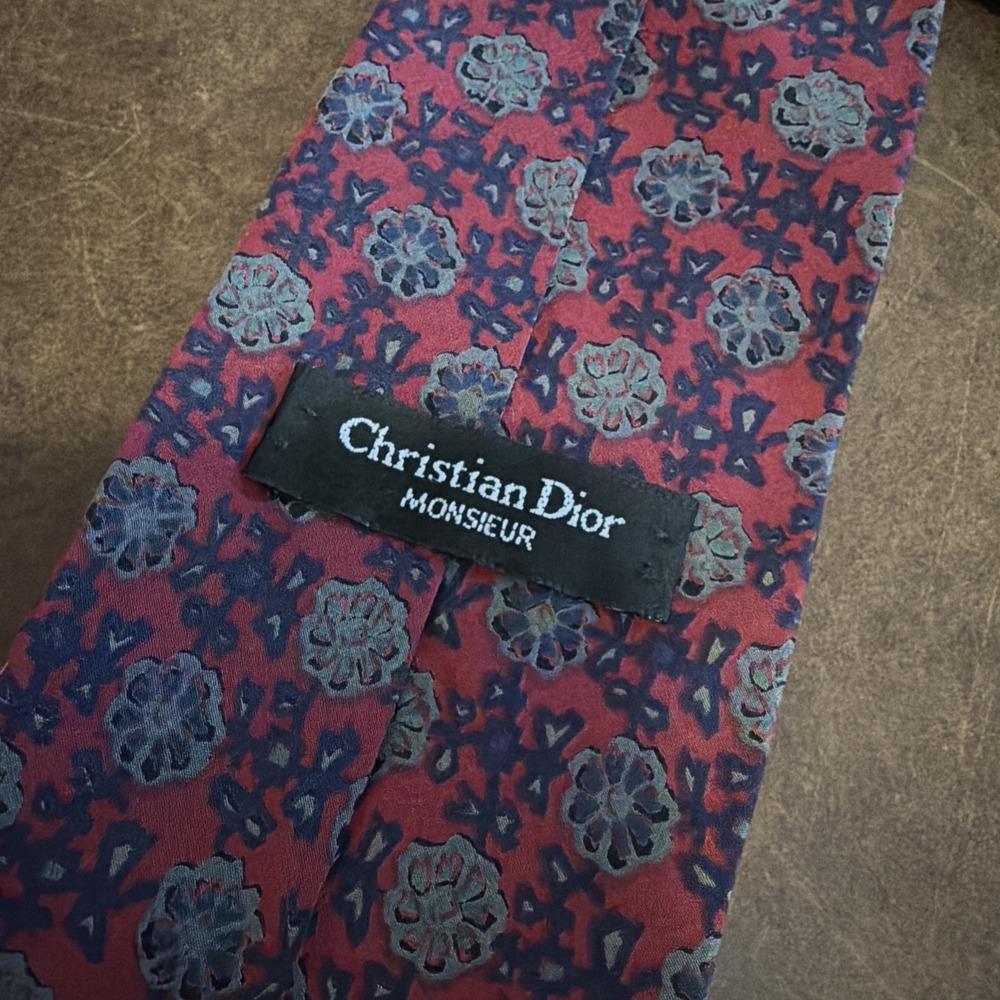 Vintage Christian Dior Tie Men Pink Gray Blue Geometric Abstract - Picture 4 of 5